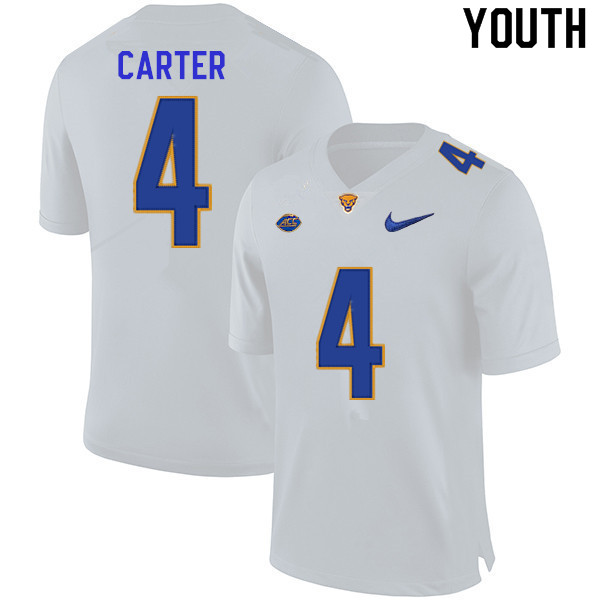 Youth #4 Daniel Carter Pitt Panthers College Football Jerseys Sale-White